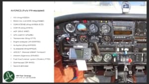 Close-up of the aircraft's instrument panel with various gauges and controls.
