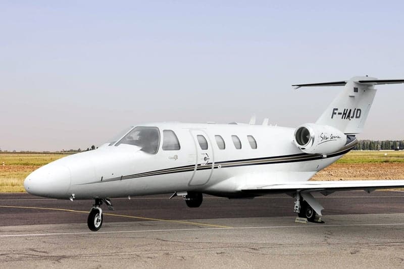 Cessna Citation CJ1 with registration F-HAJD parked on the tarmac.
