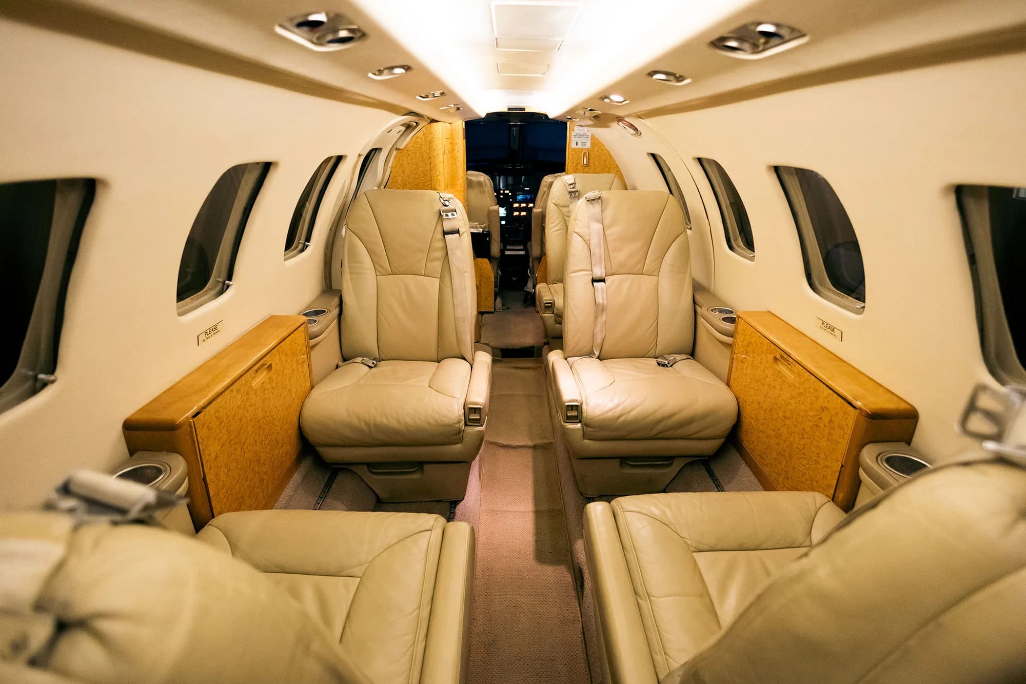 View of the Cessna Citation CJ1+ cabin seats.