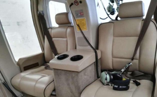 Bell 407 helicopter cockpit with instrument panel.
