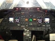 Detailed view of the aircraft's instrument panel and controls.