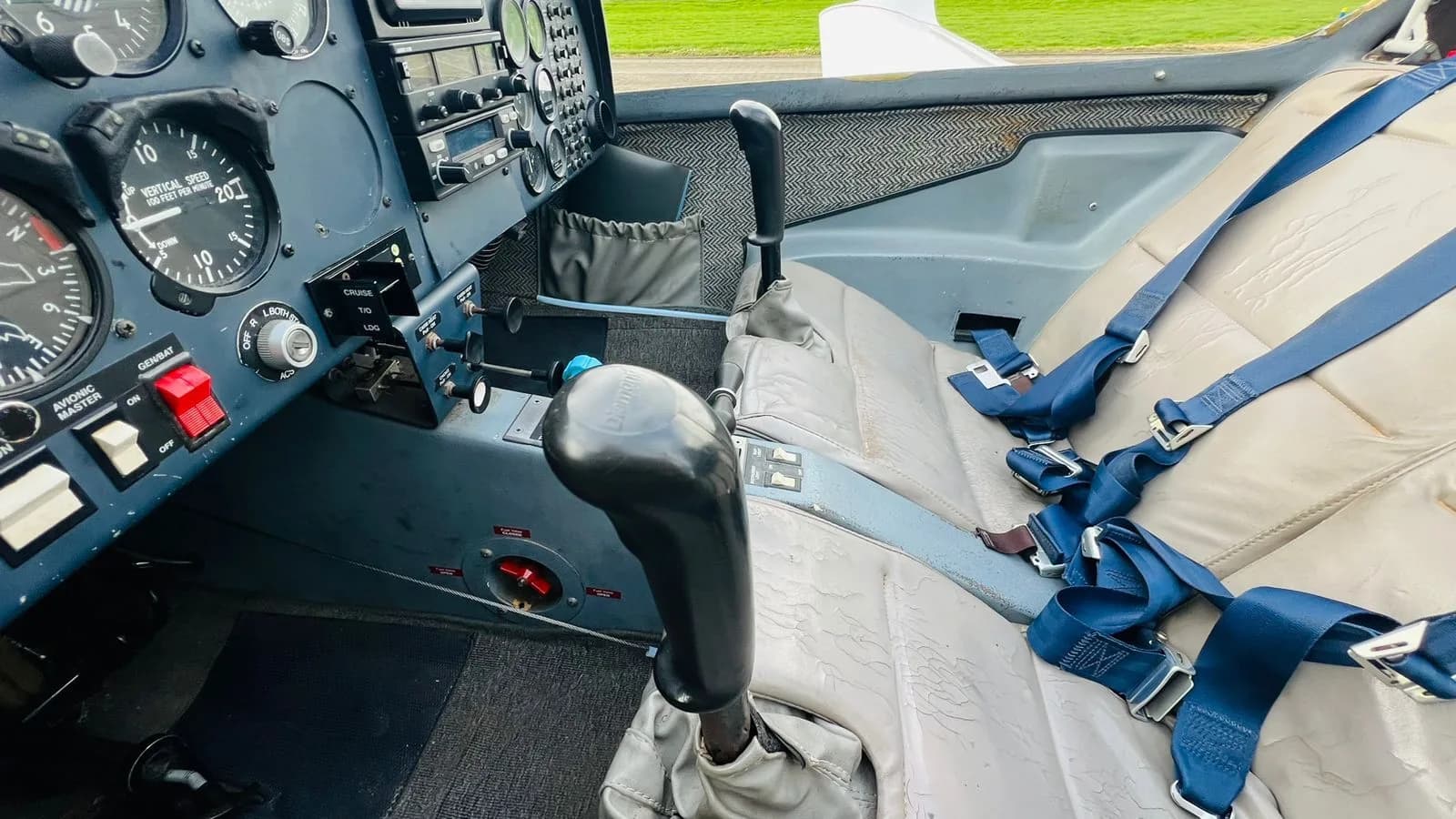 Interior view of the cockpit of the Diamond DV20 Katana aircraft.