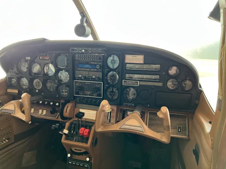 View of the aircraft cockpit instrument panel.