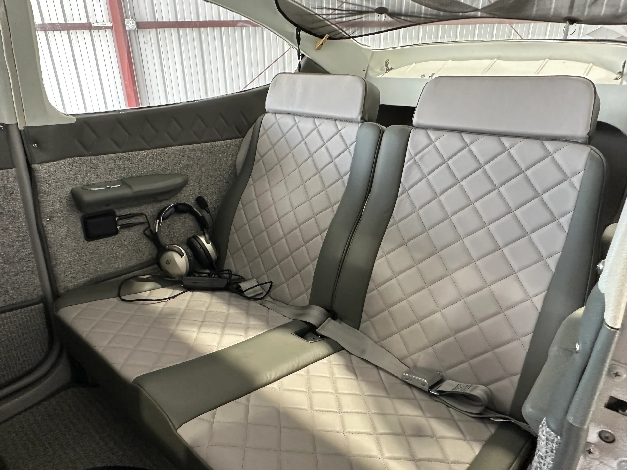 Rear seats of the Cessna 182 Skylane cabin.
