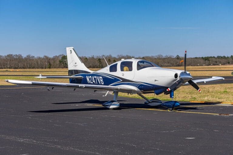 Front view of the Cessna TTx, registration N247VB, on the tarmac.