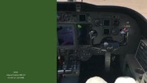 View of the Cessna Citation 525 CJ1 cockpit and avionics list.