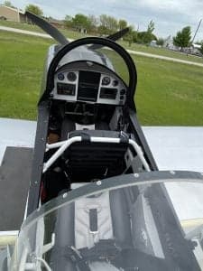 View of the RV-8 aircraft cockpit and instrument panel.