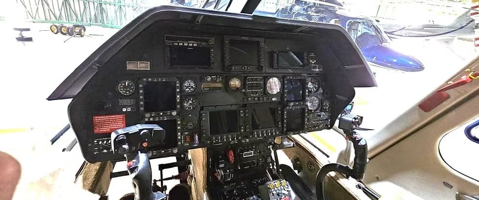 A view of the helicopter's instrument panel.