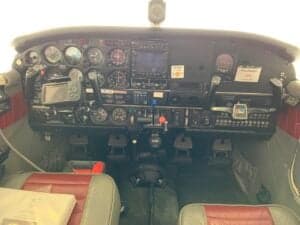 Close-up of the aircraft instrument panel.
