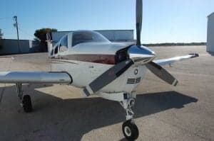 Close up of the front of a Beechcraft Bonanza.