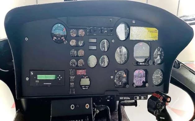 Close-up of the helicopter's instrument panel.