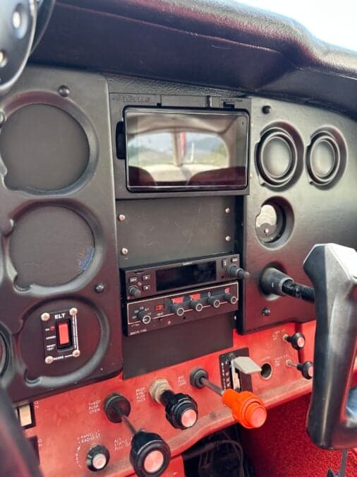 Close-up of the Cessna floatplane's avionics and controls.