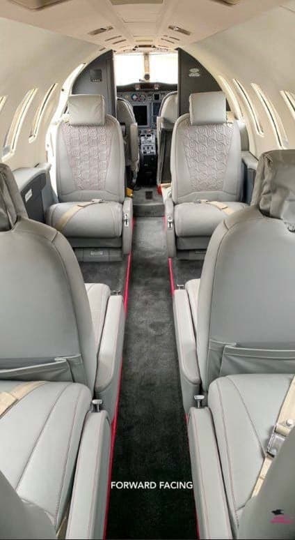 Forward facing seats in the cabin of the aircraft.