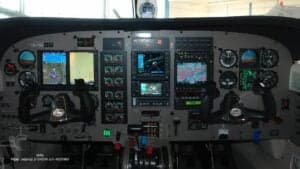 Detailed view of the aircraft's instrument panel.