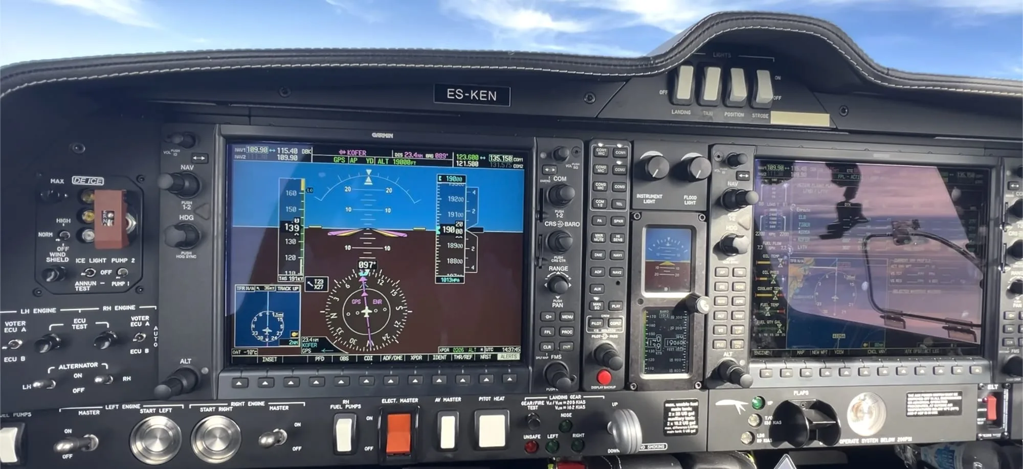 Instrument panel of a Diamond DA62 aircraft.
