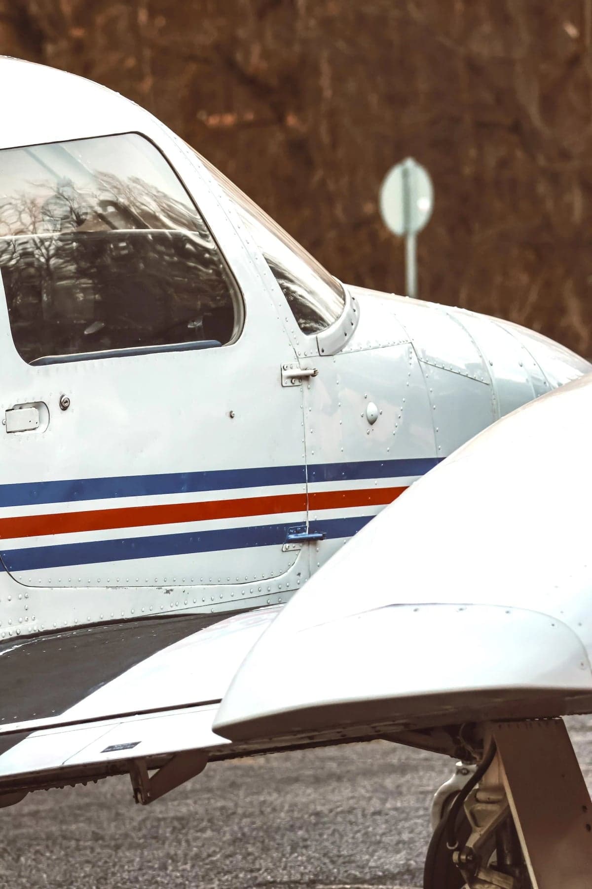 Close-up of the side of the Piper Seminole's fuselage.