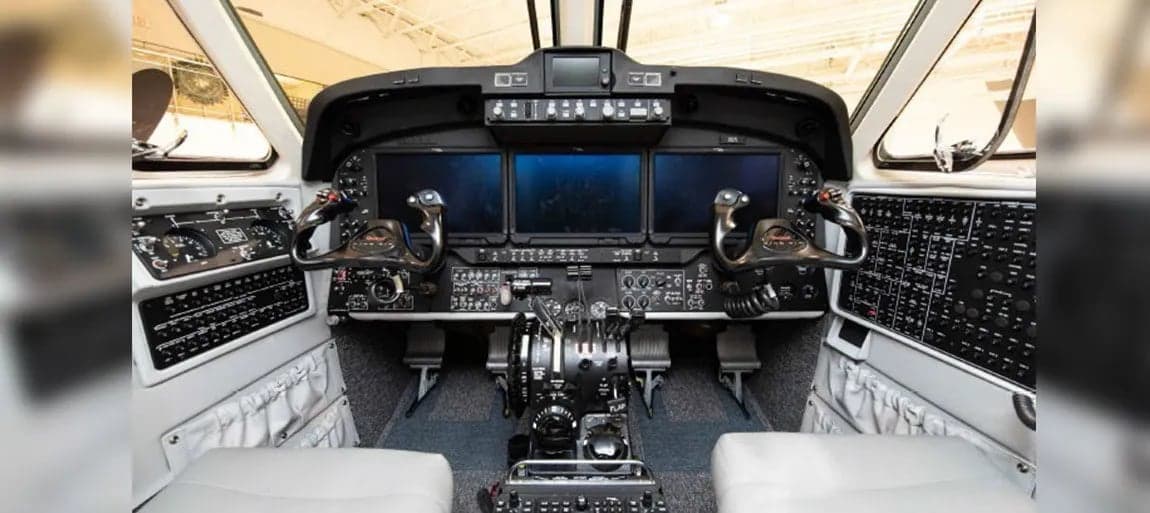 King Air cockpit with modern avionics.