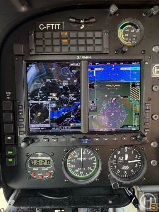 Close-up of the instrument panel in the C-FTIT helicopter.