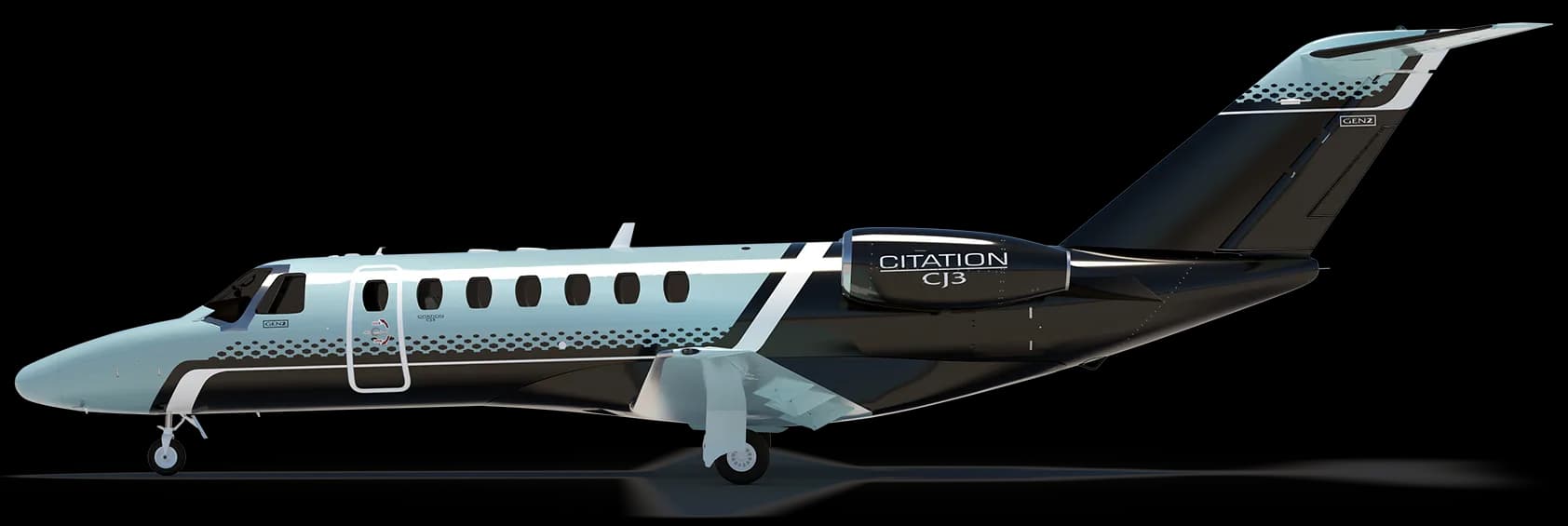 A rendering of a Citation CJ3 aircraft.