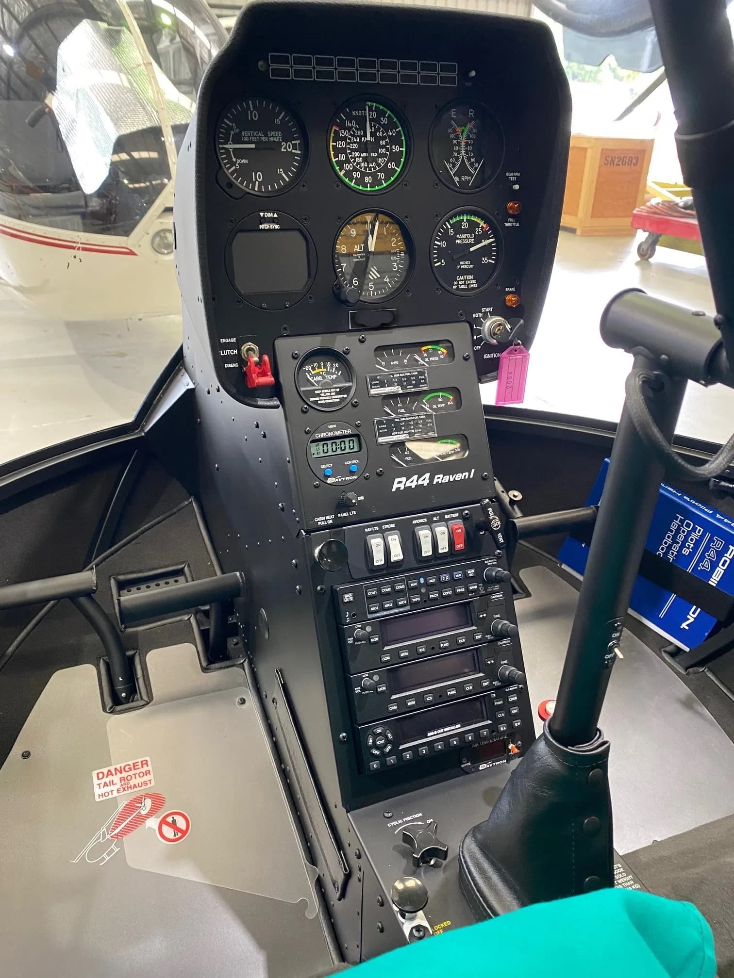 Robinson R44 Raven I cockpit instrument panel.