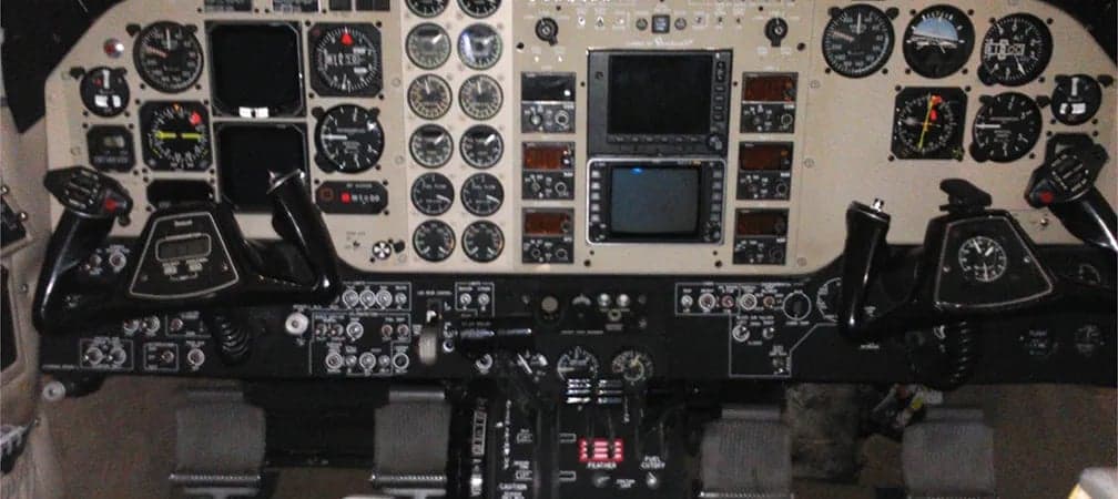 Detailed view of the aircraft's instrument panel.
