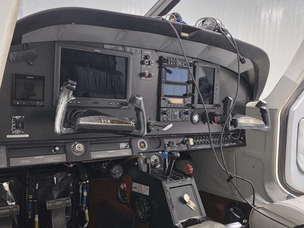 Detailed view of the aircraft's instrument panel and controls.