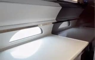 Close up of the galley counter space.
