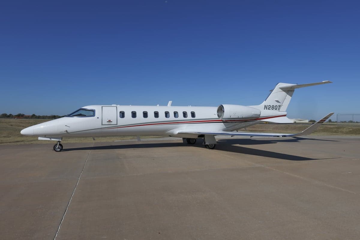 Learjet 45XR aircraft N28QT on the ramp.