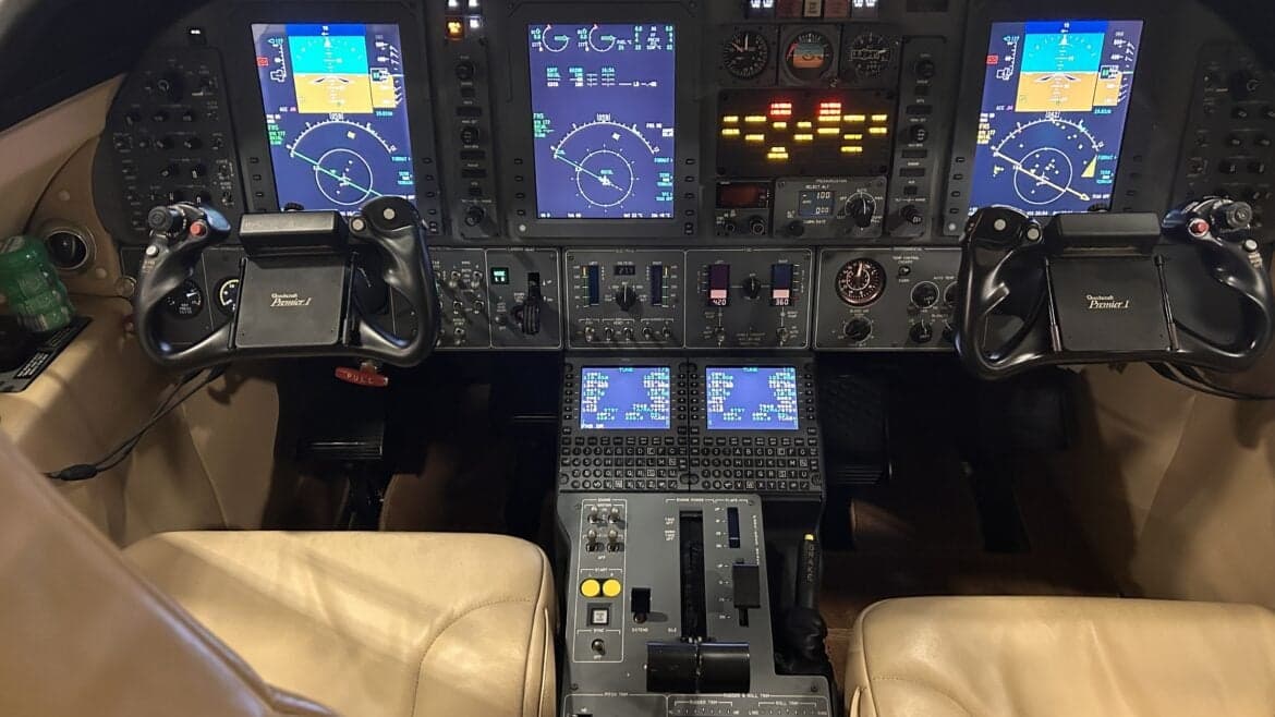 The cockpit of the King Air 350 features a full suite of avionics.