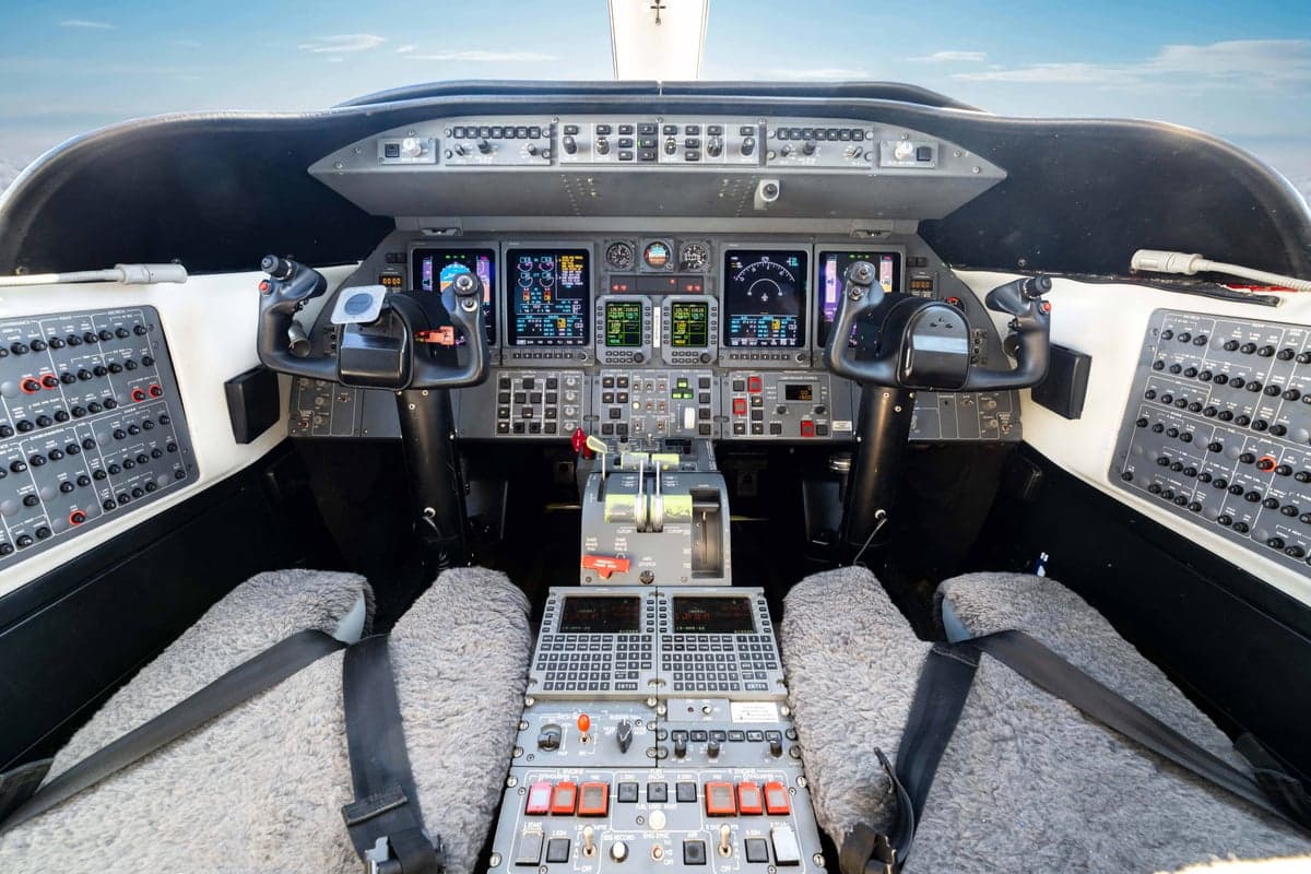 The cockpit of the aircraft features a full suite of avionics.