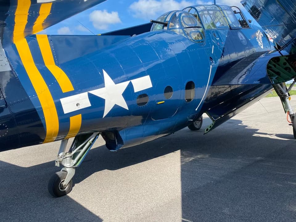 Close up of the Grumman TBF Avenger's cockpit and gunner station.