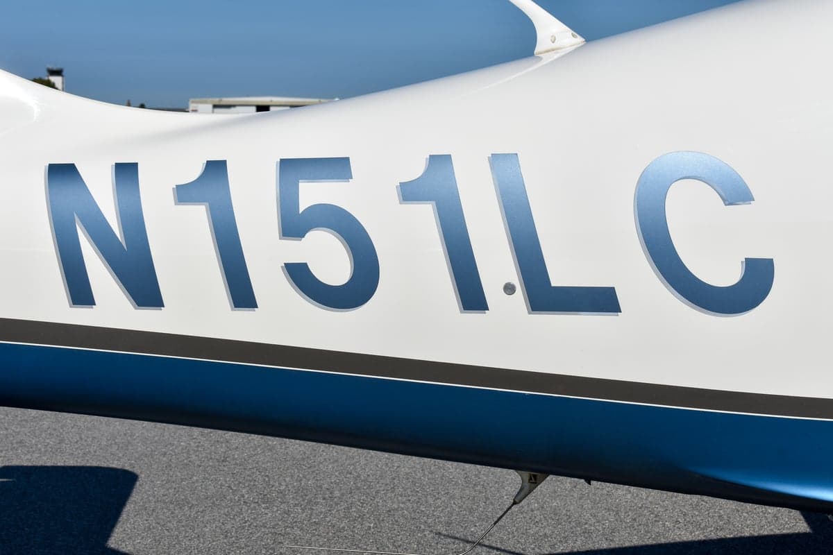 Close-up of the Bluebird Columbia 350 logo on the aircraft's exterior.