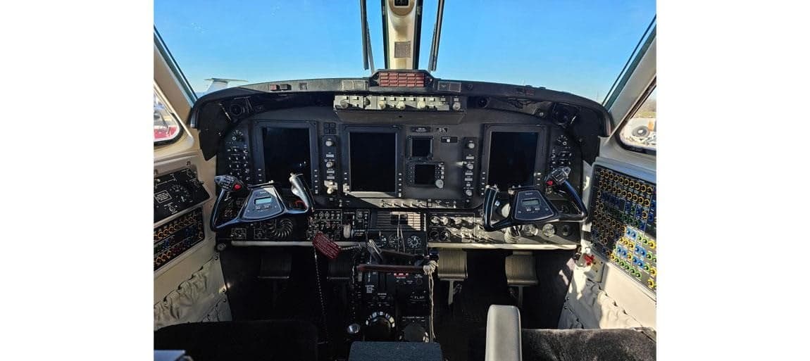 King Air 200 cockpit instrument panel.