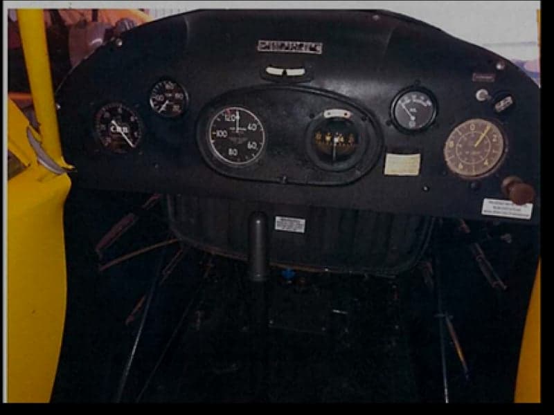 View of the instrument panel in the cockpit of the aircraft.