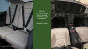 View of the interior of a Cirrus SR22T, showing both the front and rear seats.