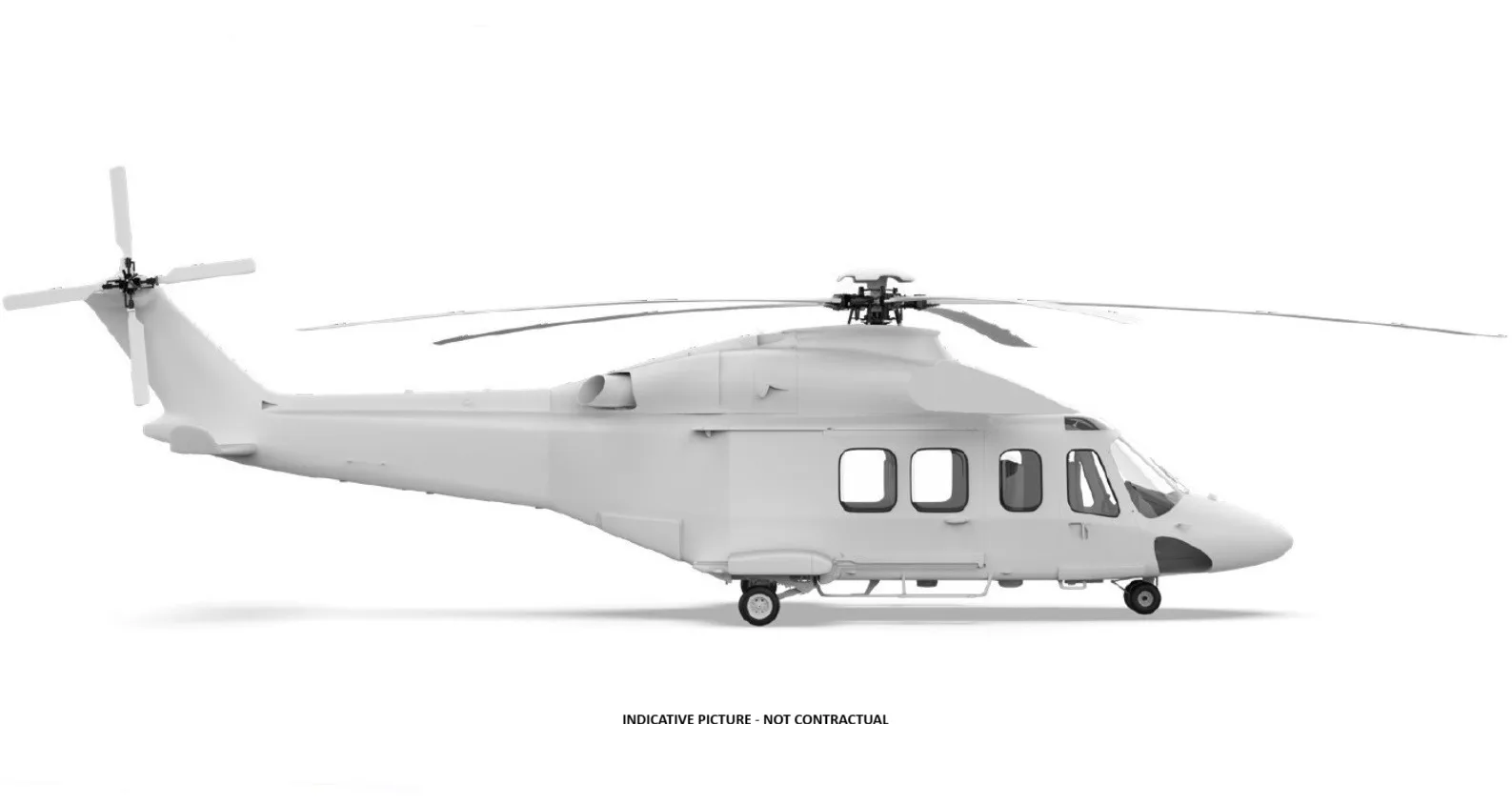 Rendering of a white helicopter.