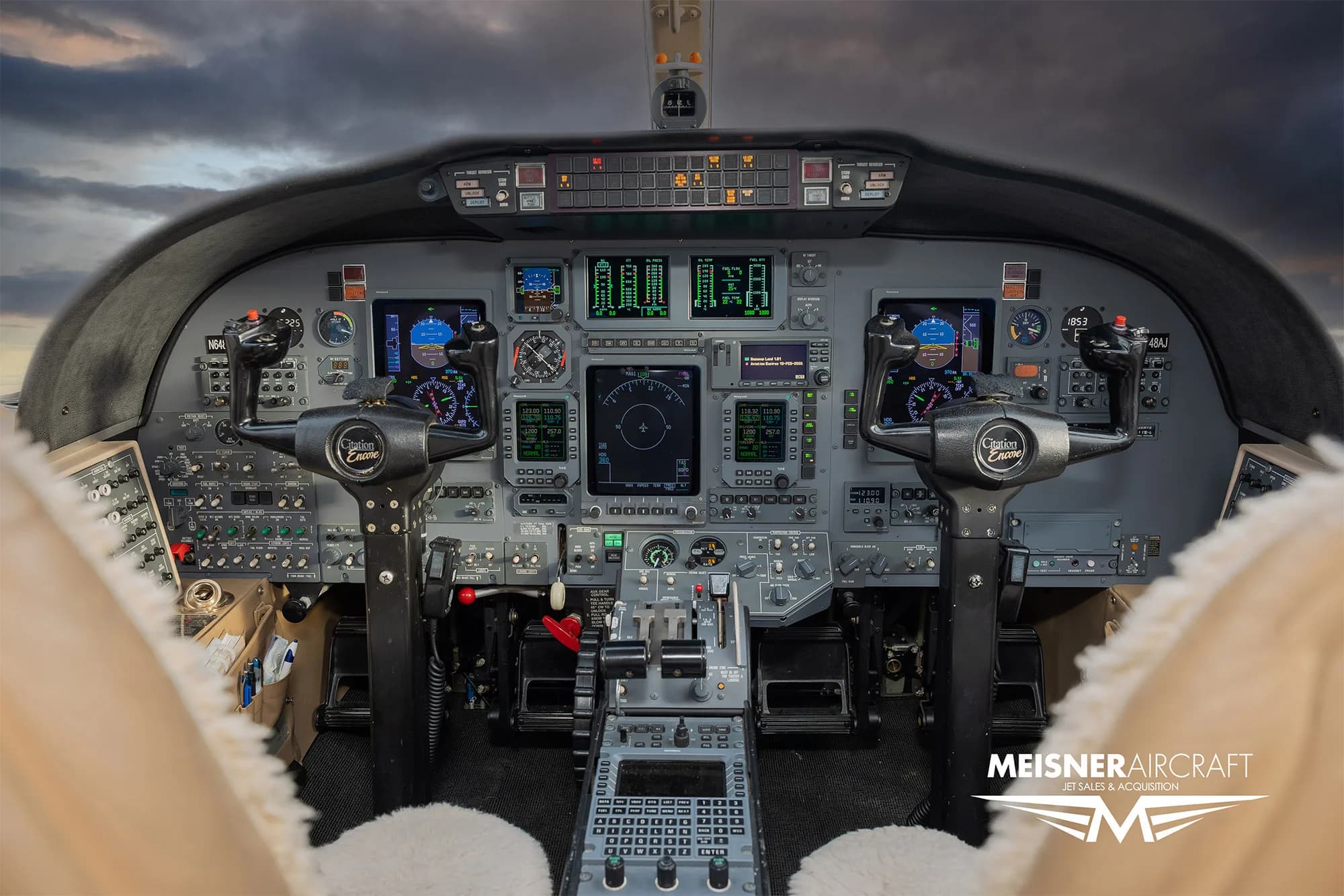 Cockpit view of a Cessna Citation Encore.