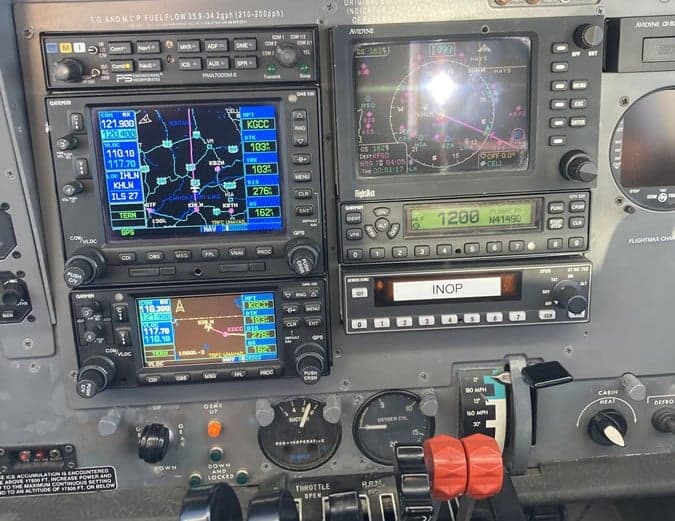 Avionics and instruments in the cockpit of the aircraft.