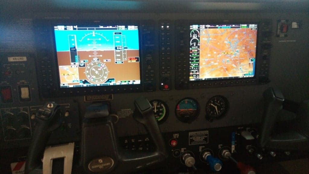 Instrument panel of the Cessna XB-LRD, showing the avionics and controls.