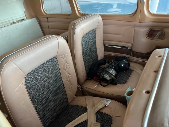 Interior view of the aircraft cabin seats.