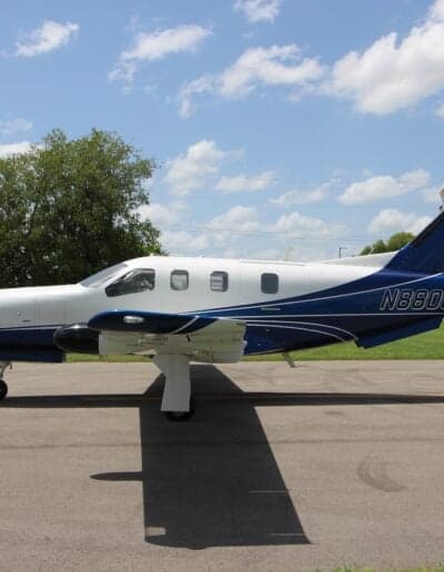 Side view of the aircraft showing the tail number N8800.