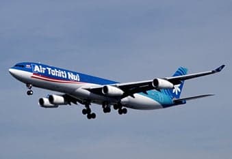 Air Tahiti Nui Airbus A340 in flight.