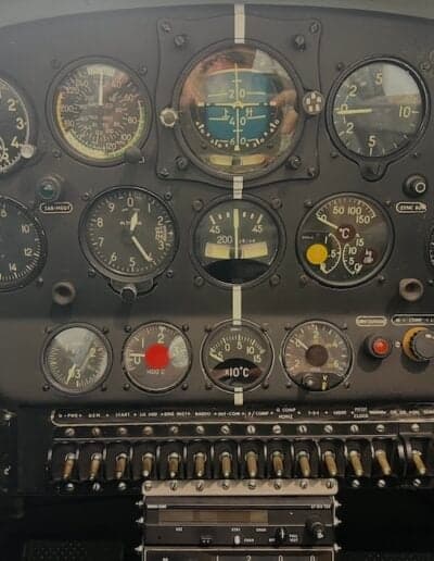 Close-up of the aircraft's instrument panel.