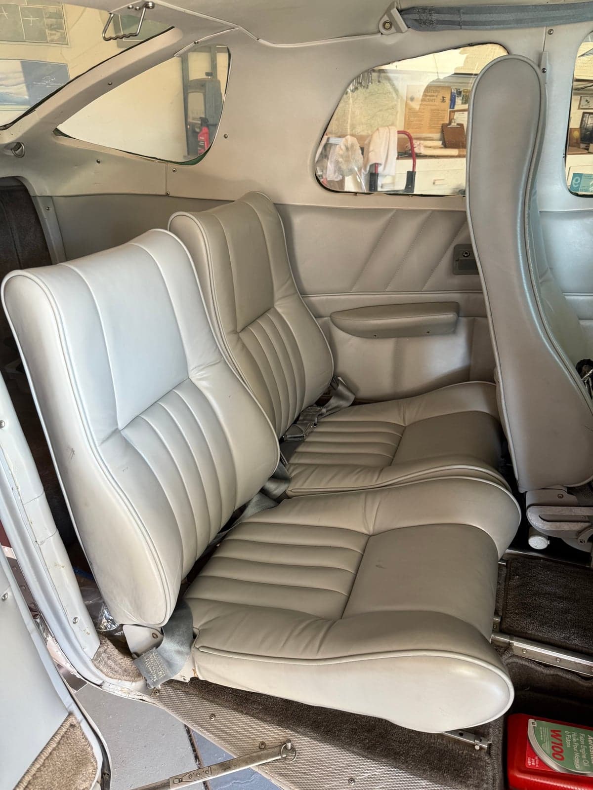 The interior of the aircraft showing the rear seats.