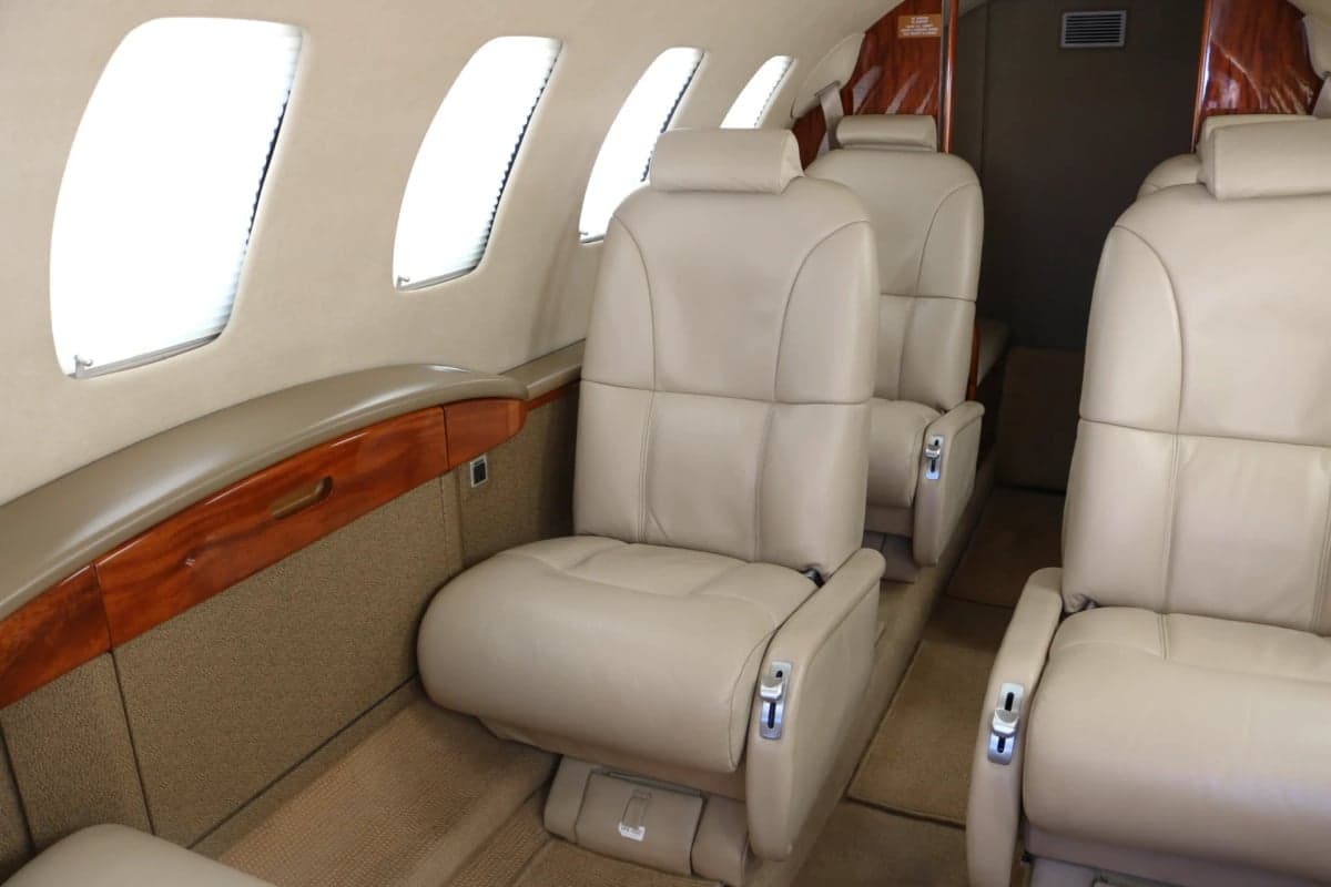 View of the Citation CJ2 cabin seats.