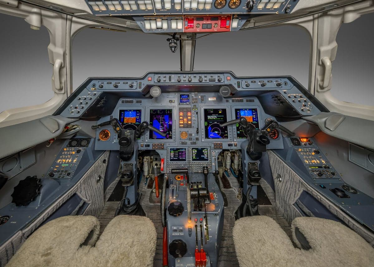 Detailed view of the aircraft's cockpit instrument panel.