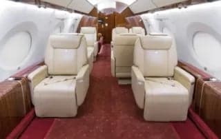 A seating area with multiple seats inside the aircraft.