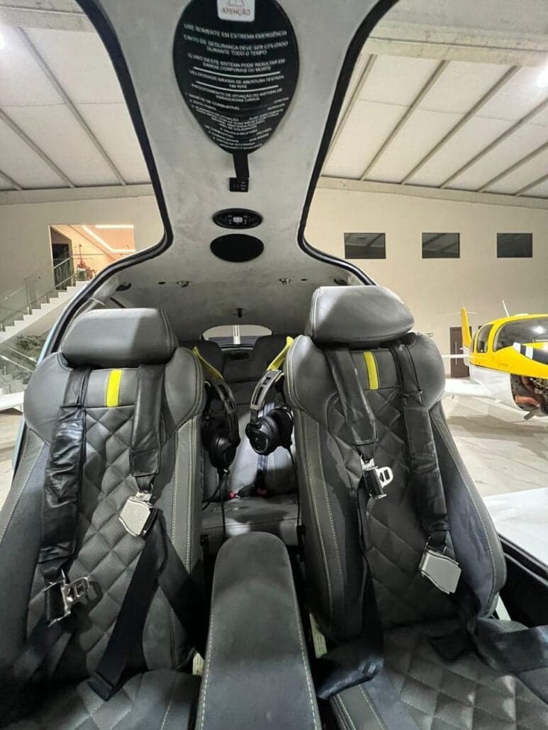 View of the aircraft's front seats from the back.