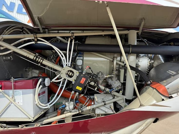 The engine compartment of the Cessna Caravan with various components visible.