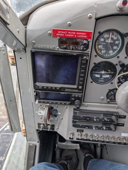 Close up of the instrument panel in a de Havilland Beaver floatplane.